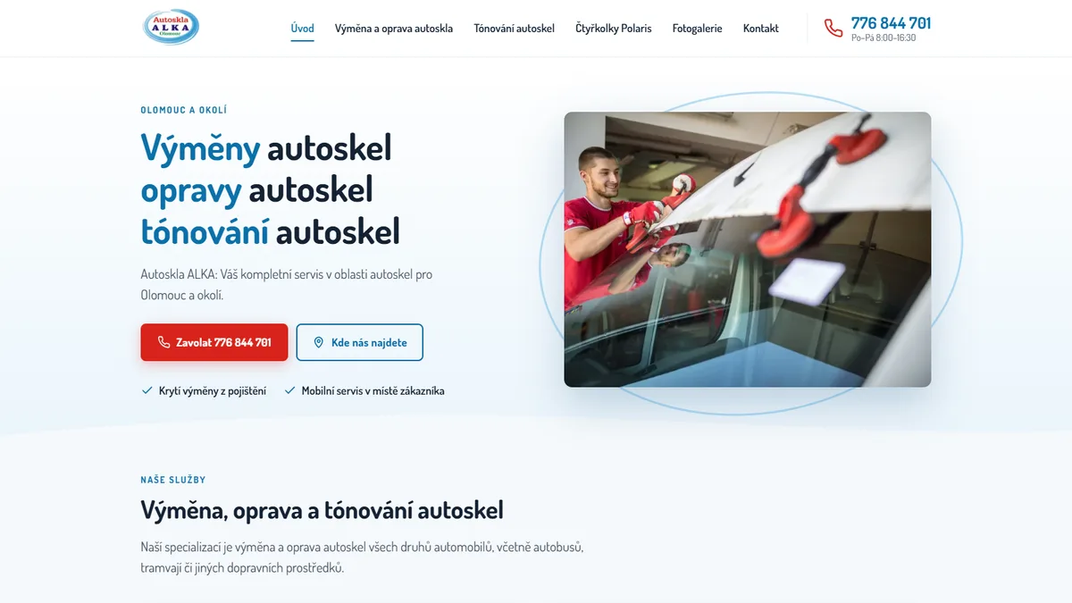 Náhled webu autosklaalka.cz — Autoskla a servis