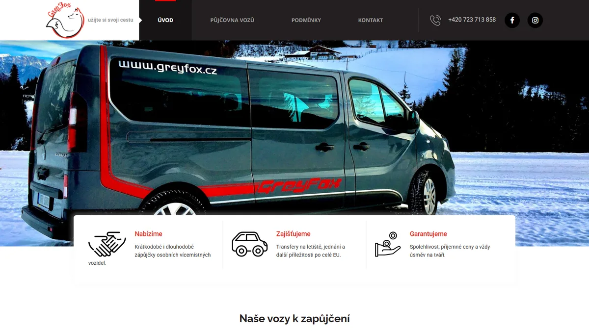 Náhled webu greyfox.cz — Autopůjčovna