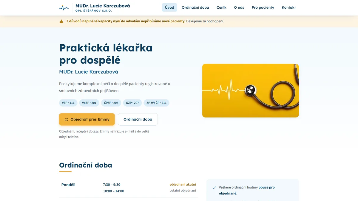 Náhled webu praktikstepanov.cz — Praktická lékařka